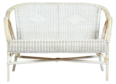 Produktbild von Natürliches Rattan Sofa mit Kissen, 110 cm Länge, 61 cm Tiefe, 83 cm Höhe
