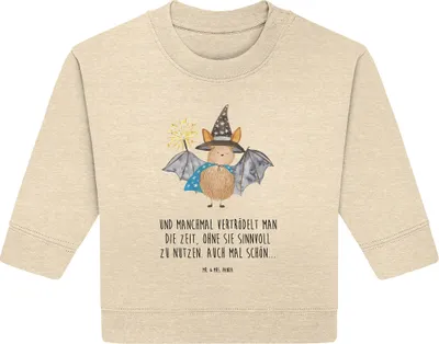 Produktbild von Mr. & Mrs. Panda Organic Baby Pullover Fledermaus Zauberer 24. - 36. Monat - Natural Raw - Geschenk, Reinsteigern, Frauen, Magier, Lustige Sprüche, Fledermäuse, Bullover