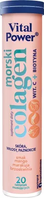 Obrázek produktu pro Mořský Kolagen + Vitamin C + Biotin S Příchutí Manga - Vášnivé Přátelství - Broskev 20 Tablet Eferval - Vital Force