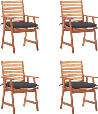 Produktbild von Möbel Garten-Essstühle 4 Stk. mit Kissen Massivholz Akazie - Gartensessel 3078335