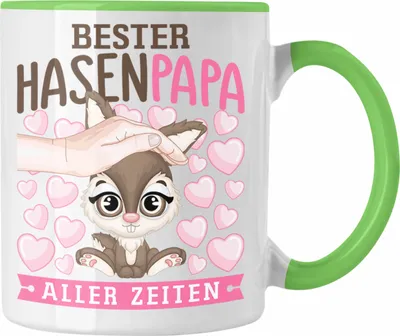Produktbild von Trendation - Hasen Tasse Geschenk Hasen-Besitzer Kaninchen Kinder Hasen Papa (Grün)