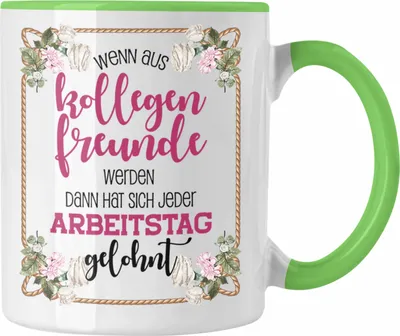 Produktbild von Trendation - Wenn Aus Kollegen Freunde Werden Tasse Geschenk Jobwechsel Neuer Job Abschied Kollegen Kollegin (Grün)