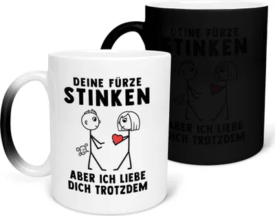 Produktbild von 22Feels Zaubertasse Männer Jahrestag Geschenk Hochzeitstag Ehemann Freund Deine Fürze Stinken Kaffetasse Erster Hochzeitstag Valentinstag für Ihn Geburtstag Weihnachten Haferl Geschenkidee Kaffeetasse Farbwechsel