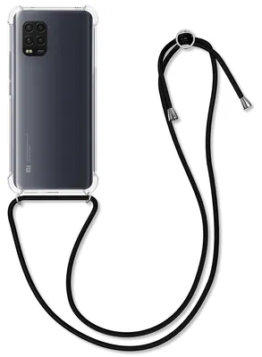Produktbild von kwmobile Necklace Case kompatibel mit Xiaomi Mi 10 Lite (5G) Hülle - Silikon Cover mit Handykette - Band Handyhülle Schwarz Transparent