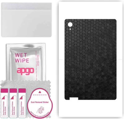 Produktbild von apgo Rückseite Schutzfolie, Skin, kompatibel mit Lenovo Pad, Hinten Displayschutzfolie aus Vinylfolie, kratzfest, einfache Montage - Schwarze Honigwabe