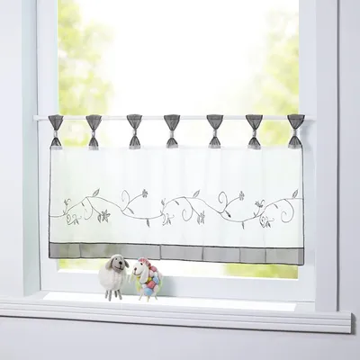 Obrázok produktu pre Záves na okno, bistro záves s kvetinovým vzorom, priehľadný záves, rozmery šírka x výška 30 x 120 cm, balenie: 1 kus