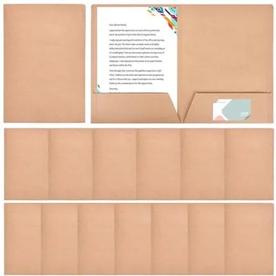 Produktbild von Dokumentenmap aus Papier, Präsentationsmap aus Papier: Kartonverpackung von 15 Mappe mit 2 Fächern, Dokumentenmap A4 Papiermappe, Präsentationsmap für Dokumentenbesprechungen