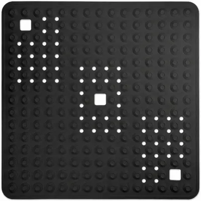 Productafbeelding van Douchemat zwart - Vierkant: 60x60 cm - Zeer anti-slip & zeer robuust - Anti-slip mat voor douche of bad - Wasbaar op 60°C