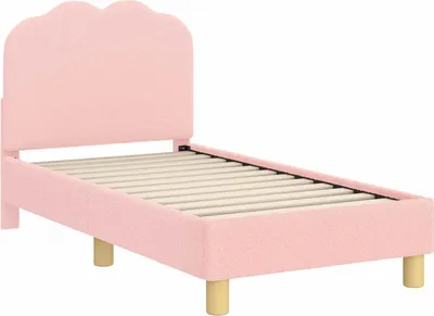 Zdjęcie produktu dla Rama łóżka dziecięcego vidaXL z zagłówkiem, różowa, 70 x 140 cm, bouclé