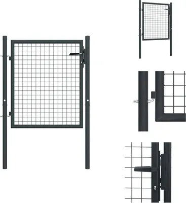 Immagine prodotto di vidaXL Cancello da giardino a rete in acciaio zincato 100 x 125 cm Grigio - Cancelli da giardino