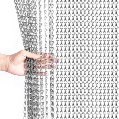 Imagen del producto de Cortina de malla de aluminio, 90 x 200 cm, metal, para protección contra insectos en puertas