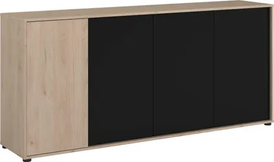Produktbild von Sideboard Owen - 184x40x83cm - 4 Türen - Eiche Nachbildung/schwarz
