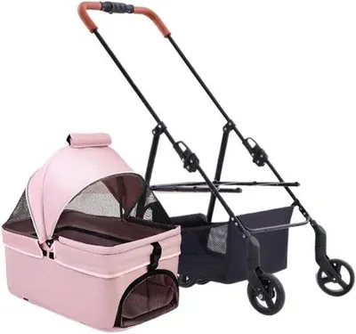 Obrázek produktu pro Domácí mazlíčci Kočka - Psí Buggy Kočka Kočka - Cestování s domácími mazlíčky - skládací světlý design - až do 20 kg - růžová