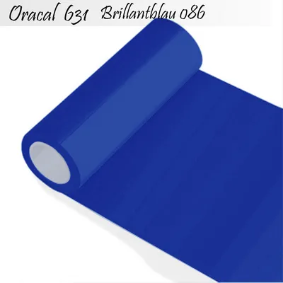 Produktbild von Oracal 631 - Orafol matt - Plotterfolie - für Küchenschränke und Dekoration Folie 5m (Laufmeter) Rolle - 63 cm Folienhöhe - 86-brillantblau + GRATIS ein Schmetterlingsset W400 von Indigos UG
