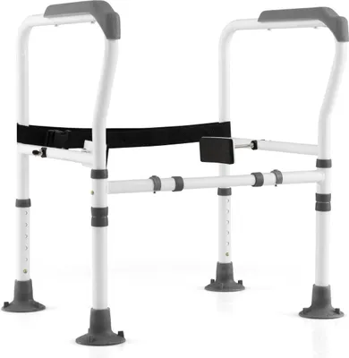 Image de Barre d'appui réglable pour toilettes - 6 hauteurs, 2 largeurs, acier au carbone