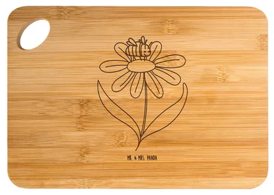 Produktbild von Mr. & Mrs. Panda Schneidebrett Hummel Blume - Transparent - Geschenk, Frühstücksbrett, Biene, Brett, Natur, Lustige Sprüche, Hummeln, Frühstücksbrettchen, Holzbrett