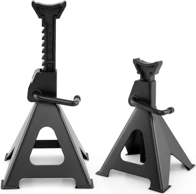Image de Lot de 2 chandelles - Chandelles de levage - Capacité de charge 6 t - Hauteur 36-58,5 cm, 14 niveaux -à levier unique - Noir
