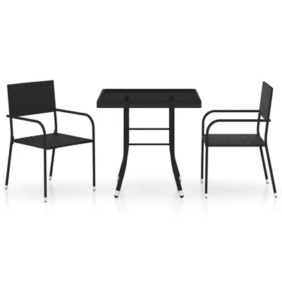 Produktbild von vidaXL 3-tlg. Garten-Essgruppe Poly Rattan Schwarz