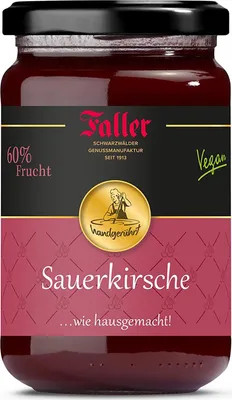 Produktbild von Fruchtaufstriche aus dem Schwarzwald Faller Sauerkirschen Konfitüre Vegan  330 g