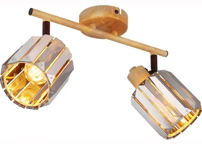 Image de Plafonnier, cristal, fumé, aspect bois, L 33 cm