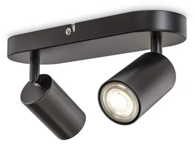 Image de B.K.Licht I spot plafond I plafonnier dinterieur | 2 spots pivotants & orientables I GU10 I noir-mat I livré sans ampoules