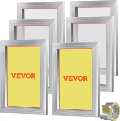 Produktbild von VEVOR 6 Stk. Aluminiumlegierung Siebrahmen Siebdruckpresse 25,4 x 35,6 cm, Siebdruckmaschine Zubehör 110 Mesh, Säureresistenz & nicht Verformbar für Kissenbezügen, Stoffen, Papier, Kopierpapier usw.