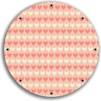 Produktbild von Wallario rundes Outdoor-Poster für Garten oder Balkon, Motiv Muster Herzen in beige und rot, 30 cm Durchmesser