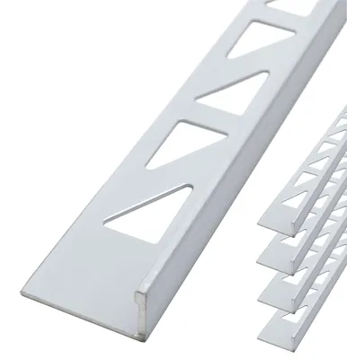Produktbild von 5x Dalsys 2,5m Fliesenschiene, L Profil, 12,5mm, Weiß, Aluminium eloxiert, Fliesenprofil Winkelprofil, Abschlussleiste Fliesenabschlussprofil, Fliesen Eckschutzschiene