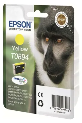 Produktbild von Epson Monkey T0894 Affe DURABrite Ultra Single Yellow Tinte, Gelb, Tinte auf Pigmentbasis, 3,5 ml, 1 Stück(e), Einzelpackung