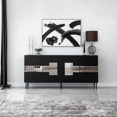 Produktbild von Skye Decor, Paris - Black, Fume, Konsole, 100 % MELAMINBESCHICHTETE SPANPLATTEN, Schwarz, 180 x 40 x 80 cm