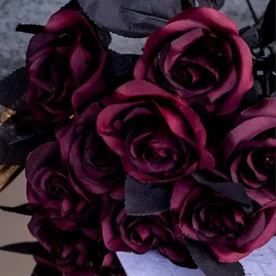 Künstliche Rosen, 8 Stück, schwarz, 40 cm, Kunstseide, für Dekoration