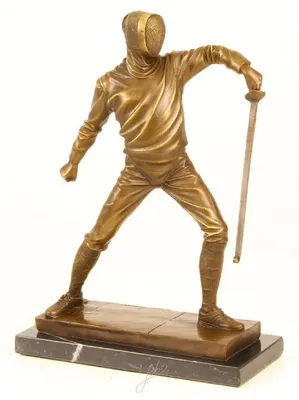 Immagine prodotto di Casa Padrino scultura in bronzo schermitore oro / bronzo / nero 21,5 x 9,5 x h. 31 cm - figura in bronzo