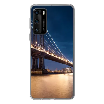 Produktbild von MuchoWow® Handyhülle Schutzhülle Hülle für Huawei P40 New York - Manhattan - Mond Silikon Softcase Handy Hülle - Handytasche