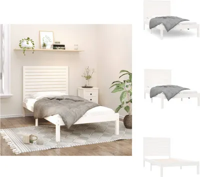 Produktbild von vidaXL Massivholzbett Weiß 90x200 cm -  Betten & Bettgestelle