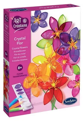 Image de Peinture sur verre - SENTOSPHÈRE - Art et Créations - Crystal Flor - 8 fleurs à créer dans des verres coniques - À partir de 8 ans