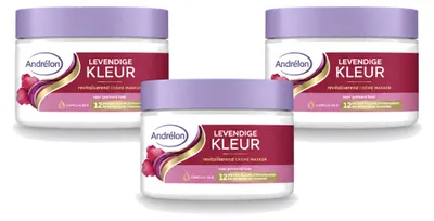 Imagen del producto de 3 mascarillas capilares en crema Andrélon Levendige Kleur - 300 ml cada una - Paquete económico - 3 unidades