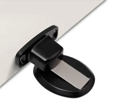 Produktbild von Türstopper aus Metall, magnetischer Türstopper, kein Bohren erforderlich, Edelstahl, Bodentürstopper, Türhalter (2 Stück, schwarz)