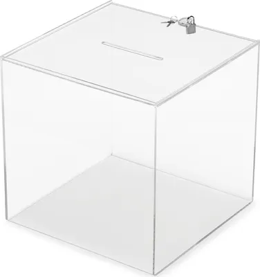 Produktbild von deflecto Sammelbox Acryl, mit Vorhängeschloss, 305 x 305 x 305 mm