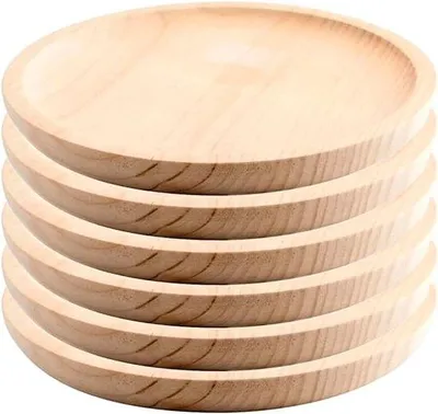 Obrázok produktu pre Drevený podnos, okrúhly tvar, Ø 20 cm, sada 6 ks