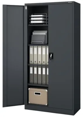 Produktbild von Aktenschrank abschließbar JAN 5 Ebenen verstellbar Flügeltüren | Metallschrank Werkstatt Mehrzweckschrank Büroschrank aus Stahl Werkzeugschrank 185x90x40cm Anthrazit