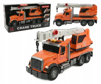 Produktbild von Oranger LKW Kran Baufahrzeug mit Licht & Sound - Realistisches Spielzeug für Kinder