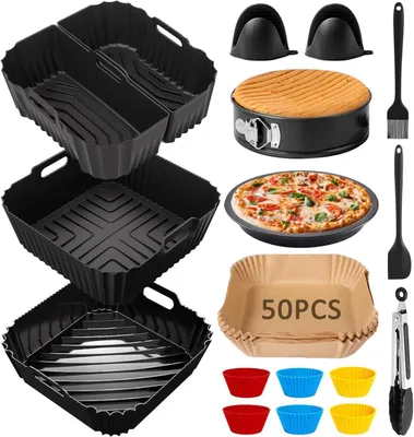 Zubehörset für Heißluftfritteusen, 19-teilig, Silikon