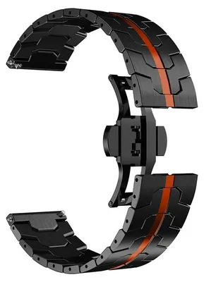 Immagine prodotto di Bracciale per smartwatch - Modelli GT 6 Pro/GT 5 Pro 46 mm - Acciaio inossidabile - Chiusura a farfalla - Nero/Rosso