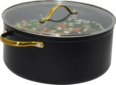 Zdjęcie produktu dla Garnek aluminiowy z pokrywką granitowy HANYS 4,7L NON-STICK INDUKCJA GAZ czarny