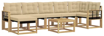 Produktbild von vidaXL Outdoor-Sofagarnitur mit Kissen 8 pcs Weiß und Beige