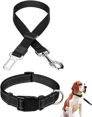 Produktbild von Sicherheitsgurt für Hunde, Anpassbarer Hundefahrzeuggurt, Hundefahrzeuggurt mit Tiergurt, Sicherheitsgurt für alle Hunderassen und Fahrzeugtypen, schwarz