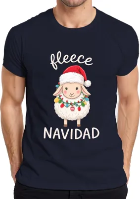 Produktbild von fleece NAVIDAD niedliches Schaf Weihnachten Lichterkette Santa Herren T-Shirt, Navy, L