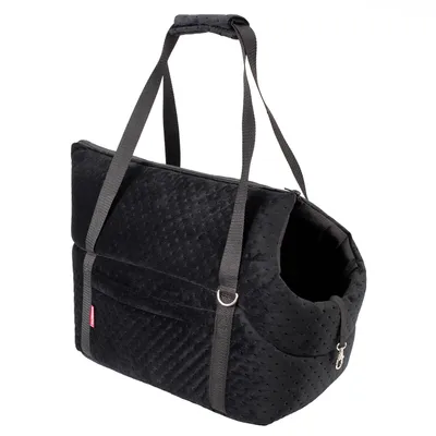 Produktbild von Transporttasche für Hunde & Katzen – Schultertasche bis 15 kg, WildKunstleder / Velvet, Schwarz – Größe L (42×29×33 cm)