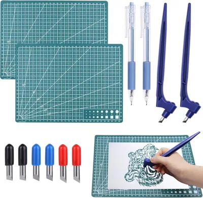 Productafbeelding van Snijgereedschap 360 graden, 6 vervangbladen, 2 snijmatten, voor scrapbooking