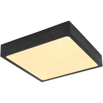 Zdjęcie produktu dla Globo Lighting lampa sufitowa metal czarny mat, akryl opal, satynowany, ściemnialna, DxWxH: 170x170x26mm, zawiera LED 22W 230V, źródło 2600lm, moc 1700lm, 4000K